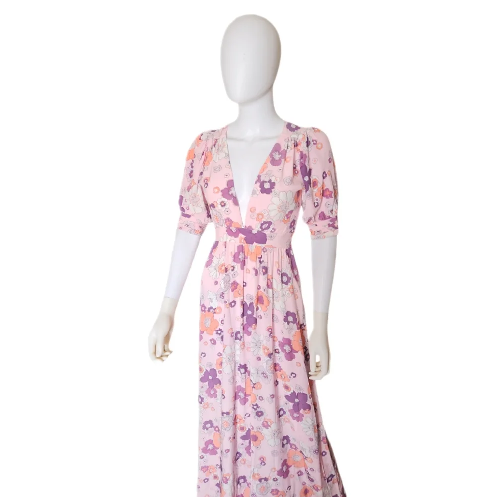 FOR LOVE & LEMONS | Magnolia Pink Floral Print Maxi Dress in Size Small - Picture 4 of 8